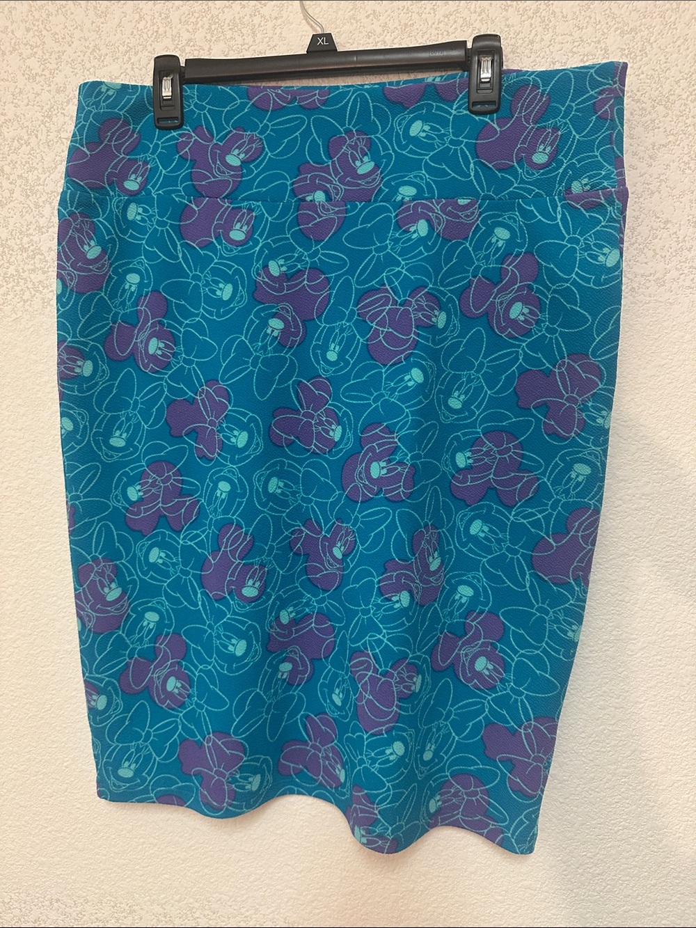 LuLaRoe Teal & Purple Minnie Mouse Pencil Skirt Size 2XL